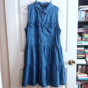 Derek Heart Denim Sleeveless Tiered Dress M
